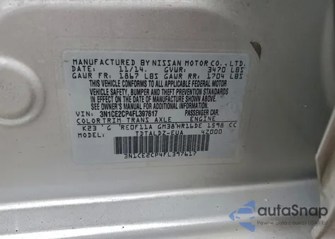 2015 Nissan Versa Note S z USA, uszkodzony, nr VIN 3N1CE2CP4FL397617